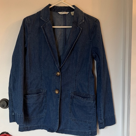 Vintage Jackets & Blazers - Orvis Denim Blazer Jean Jacket Coat Cotton Blue vintage Outerwear size 6
